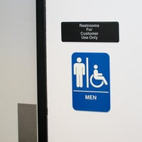 Restrooms For Customer Use Only Sign - Black and White, 9 inch x 3 inch