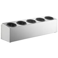 Choice Five Hole Stainless Steel Flatware Organizer with Black Perforated Plastic Cylinders