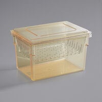 Cambro Camwear 26 inch x 18 inch x 15 inch Yellow Polycarbonate Food Storage Box with Lid and 8 inch Deep Colander