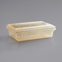 Carlisle StorPlus 26 inch x 18 inch x 6 inch Yellow Food Storage Box with Lid and Colander