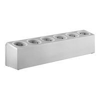 Choice Six Hole Stainless Steel Flatware Organizer with White Perforated Plastic Cylinders