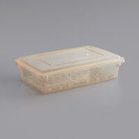 Cambro Camwear 26 inch x 18 inch x 6 inch Yellow Polycarbonate Food Storage Box with Lid and Drain Tray