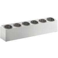 Choice Six Hole Single Row Stainless Steel Flatware Organizer with Perforated Stainless Steel Cylinders