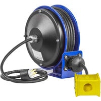 Coxreels PC10-3012-B Spring Rewind Compact Power Cord Reel with (1) 30' Cord and Quad Receptacle - 115V