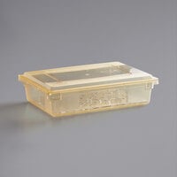 Carlisle StorPlus 26 inch x 18 inch x 6 inch Yellow Food Storage Box with Lid and Drain Tray