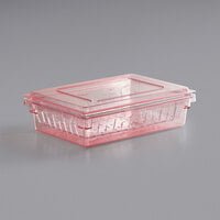 Cambro Camwear 26 inch x 18 inch x 6 inch Red Polycarbonate Food Storage Box with Lid and 5 inch Deep Colander