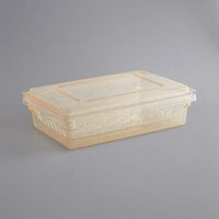 Cambro Camwear 26 inch x 18 inch x 6 inch Yellow Polycarbonate Food Storage Box with Lid and 5 inch Deep Colander