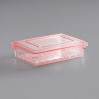 Cambro Camwear 26 inch x 18 inch x 6 inch Red Polycarbonate Food Storage Box with Lid and Drain Tray