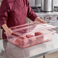 Cambro Camwear 26 inch x 18 inch x 6 inch Red Polycarbonate Food Storage Box with Lid and Drain Tray