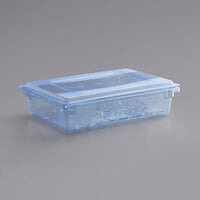 Carlisle StorPlus 26 inch x 18 inch x 6 inch Blue Food Storage Box with Lid and Drain Tray