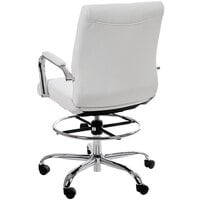 Flash Furniture GO-2286B-WH-GG Mid-Back White LeatherSoft Swivel Drafting Chair with Adjustable Foot Ring