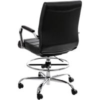 Flash Furniture GO-2286B-BK-GG Mid-Back Black LeatherSoft Swivel Drafting Chair with Adjustable Foot Ring
