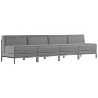 Flash Furniture ZB-IMAG-MIDCH-4-GY-GG Hercules Gray LeatherSoft 4-Piece Lounge Bench