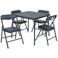 Flash Furniture JB-9-KID-NV-GG 24 inch x 24 inch x 20 1/4 inch Navy Kids Folding Table Set with 4 Chairs