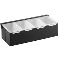Choice 4-Compartment Matte Black Finish Stainless Steel Condiment Bar