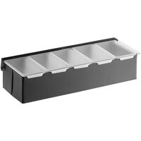 Choice 5-Compartment Matte Black Finish Stainless Steel Condiment Bar