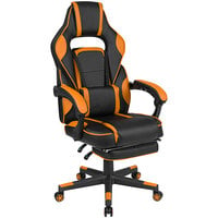 Flash Furniture CH-00288-OR-GG High-Back Fully Reclining Orange LeatherSoft Swivel Office Chair / Video Game Chair with Slide-Out Footrest