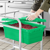 Choice 25 inch x 15 inch x 8 inch Green Meat Lug / Tote Box with Cover