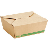 EcoChoice 7 3/4 inch x 5 1/2 inch x 2 inch Kraft PLA Lined Compostable #2 Take-Out Container - 200/Case