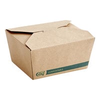 EcoChoice 4 5/8 inch x 3 1/2 inch x 2 1/2 inch Kraft PLA Lined Compostable #1 Take-Out Container - 450/Case
