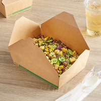 EcoChoice 7 7/8 inch x 5 1/2 inch x 3 1/2 inch Kraft PLA Lined Compostable #4 Take-Out Container - 160/Case