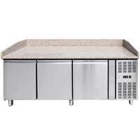 80 inch Granite Top 3 Door Refrigerated Pizza Prep Table