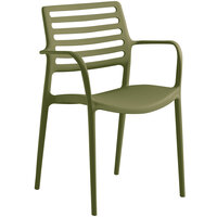 Lancaster Table & Seating Allegro Olive Green Stackable Resin Arm Chair