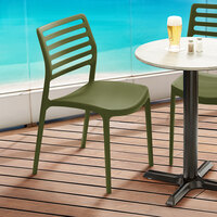 Lancaster Table & Seating Allegro Olive Green Stackable Resin Side Chair