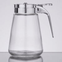Tablecraft 1371CP 12 oz. Modern Glass Syrup Dispenser with Chrome Plated ABS Top