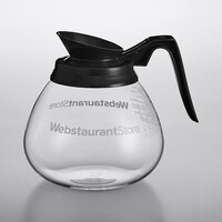 WebstaurantStore Logo 64 oz. Glass Coffee Decanter with Black Handle by Avantco Equipment