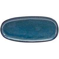 Front of the House Artefact 11 inch x 5 inch Indigo Oval Porcelain Plate - 12/Case