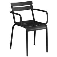 Lancaster Table & Seating Black Powder Coated Aluminum Outdoor Arm Chair