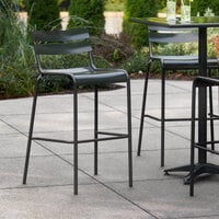 Lancaster Table & Seating Black Powder Coated Aluminum Outdoor Barstool