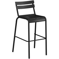 Lancaster Table & Seating Black Powder Coated Aluminum Outdoor Barstool