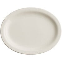 Acopa 11 inch x 9 inch Ivory (American White) Narrow Rim Oval Stoneware Platter - 12/Case