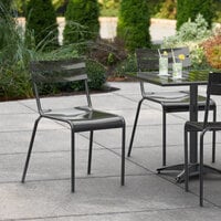 Lancaster Table & Seating Black Powder Coated Aluminum Outdoor Side Chair