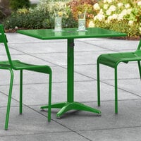 Lancaster Table & Seating 24 inch x 32 inch Green Powder-Coated Aluminum Dining Height Outdoor Table with Umbrella Hole