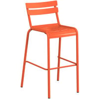 Lancaster Table & Seating Orange Powder Coated Aluminum Outdoor Barstool