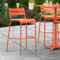 Lancaster Table & Seating Orange Powder Coated Aluminum Outdoor Barstool