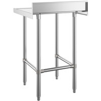Regency 24 inch x 24 inch 16-Gauge 304 Stainless Steel Commercial Open Base Work Table with 4 inch Backsplash