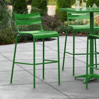 Lancaster Table & Seating Green Powder Coated Aluminum Outdoor Barstool