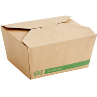 EcoChoice 4 5/8 inch x 3 1/2 inch x 2 1/2 inch Kraft PLA Lined Compostable #1 Take-Out Container - 50/Pack