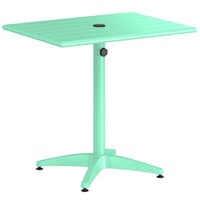 Lancaster Table & Seating 24" x 32" Sea Foam Powder-Coated Aluminum Dining Height Outdoor Table with Umbrella Hole