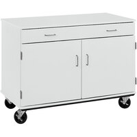 I.D. Systems 36 inch Tall Fashion Grey Two Door Mobile Storage Cabinet with Drawer 80430F36010