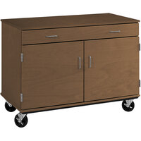 I.D. Systems 36 inch Tall Dark Walnut Two Door Mobile Storage Cabinet with Drawer 80430F36022