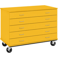 I.D. Systems 24 inch Deep Sun Yellow Five Drawer Mobile Storage Cabinet 80393F36042