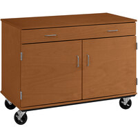 I.D. Systems 36 inch Tall Medium Cherry Two Door Mobile Storage Cabinet with Drawer 80430F36003