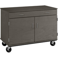 I.D. Systems 36 inch Tall Dark Elm Two Door Mobile Storage Cabinet with Drawer 80430F36020
