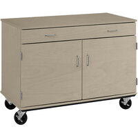 I.D. Systems 36 inch Tall Natural Elm Two Door Mobile Storage Cabinet with Drawer 80430F36019