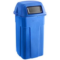 Toter ST50BLKT Slimline Blue 50 Gallon Square Trash Can with Square Dome Lid